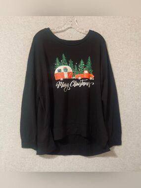 State of mind Merry Christmas Women's Black Sweatshirt with Graphic Sz XXL